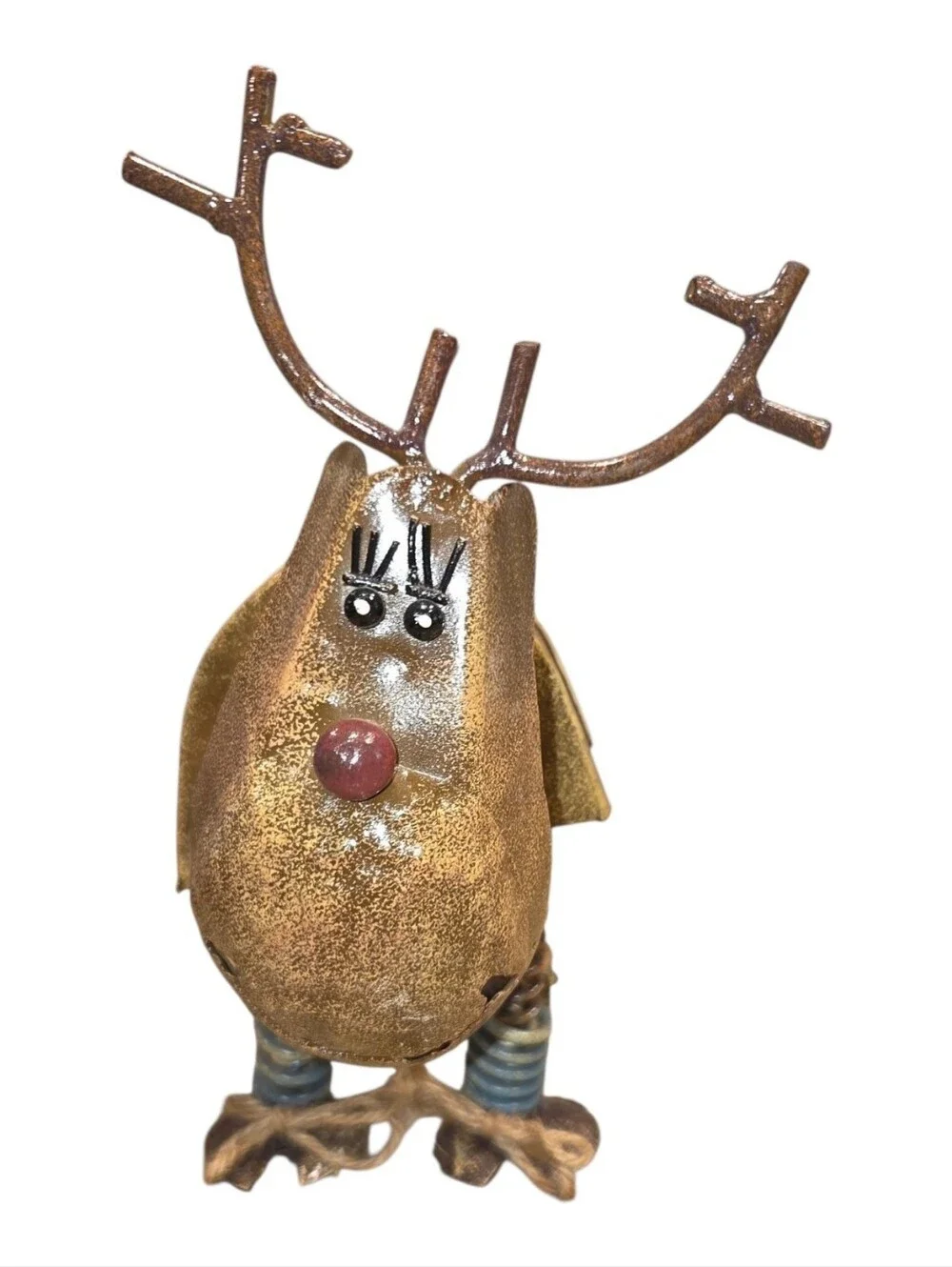 Whimsical Bobblehead Christmas Reindeer Retro Free Standing Metal Spring Dancing